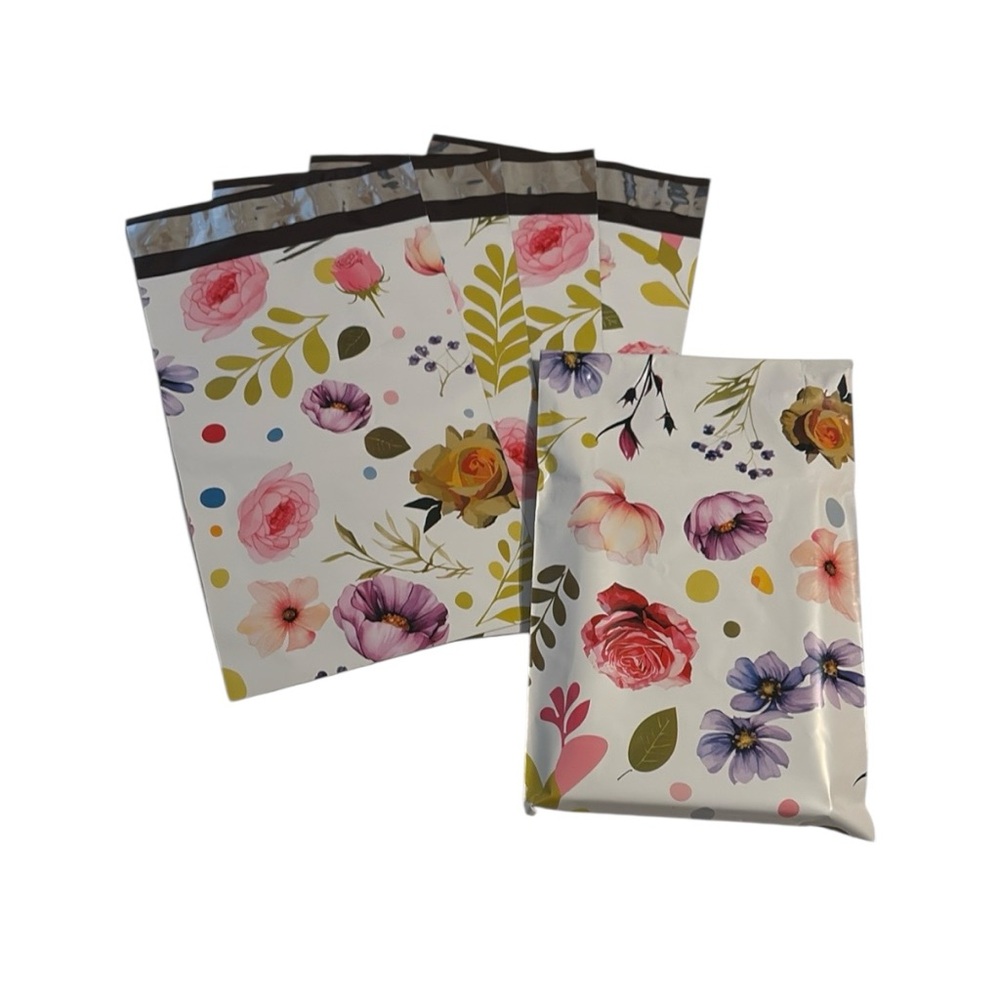 Set of 5 Floral Patterned Poly Mailers (6x9)